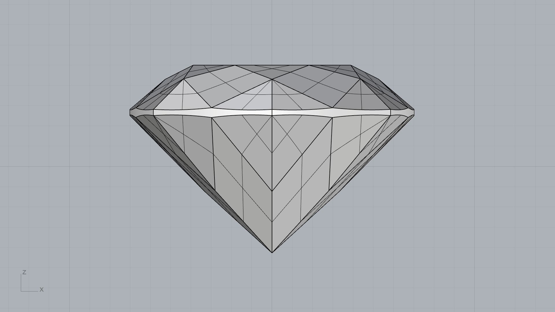 Cushion square gem 57 facets 3D print model_8
