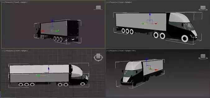 truck semi with different views 3D model