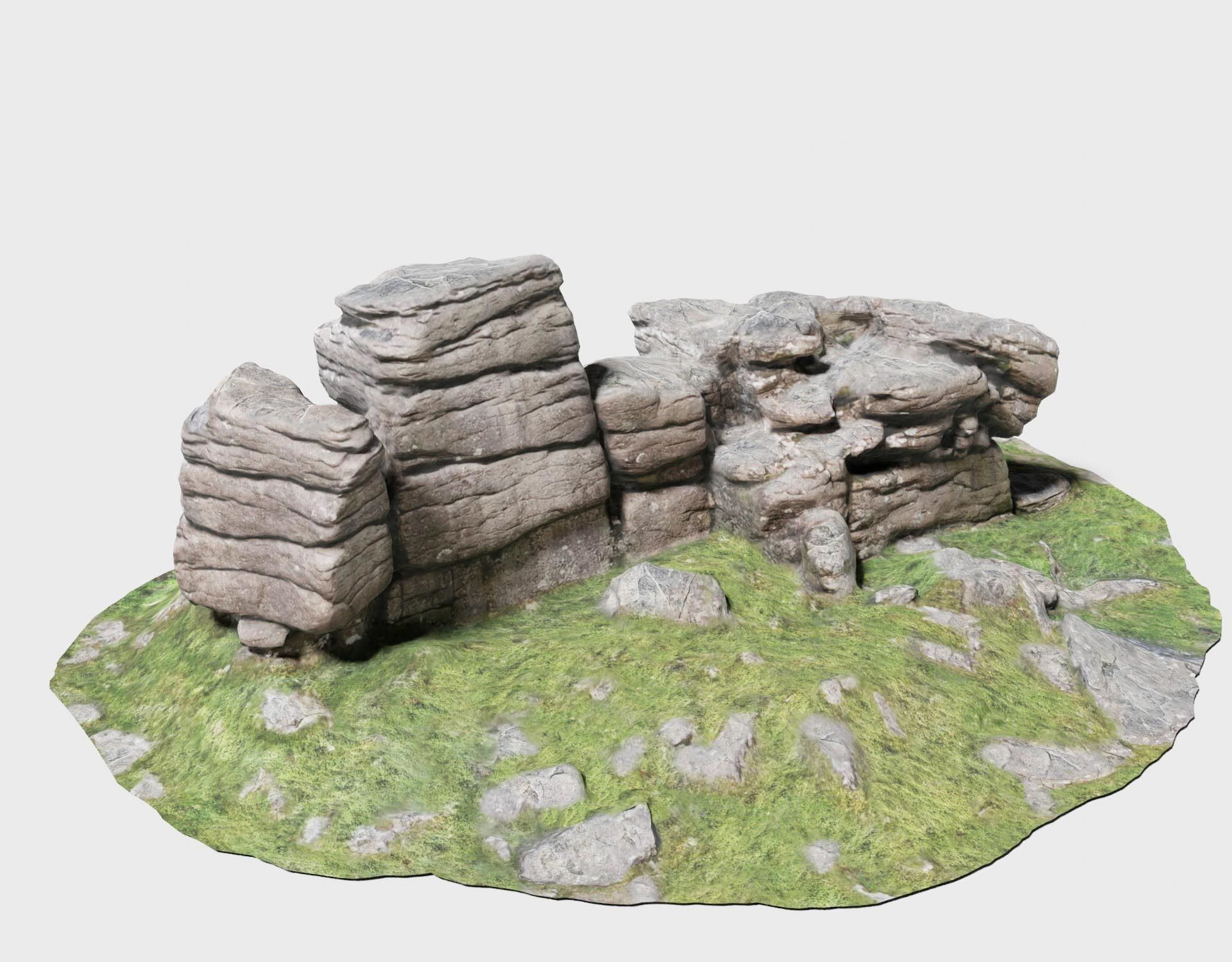 A Rock Formation - Dartmoor Stone Photo-Scan Model - Low-Poly Low-poly 3D model_1