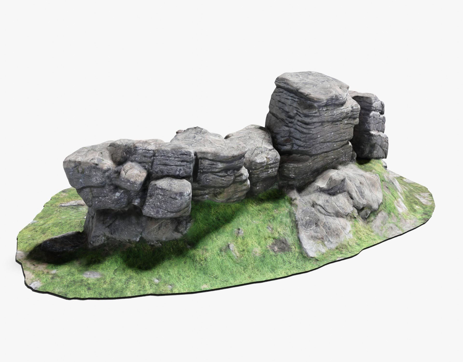 A Rock Formation - Dartmoor Stone Photo-Scan Model - Low-Poly Low-poly 3D model_2