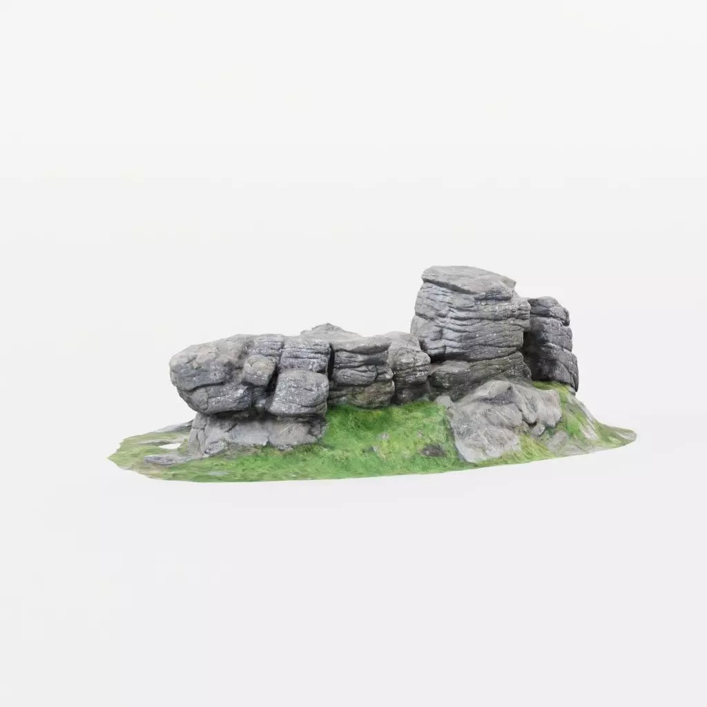 A Rock Formation - Dartmoor Stone Photo-Scan Model - Low-Poly Low-poly 3D model_0