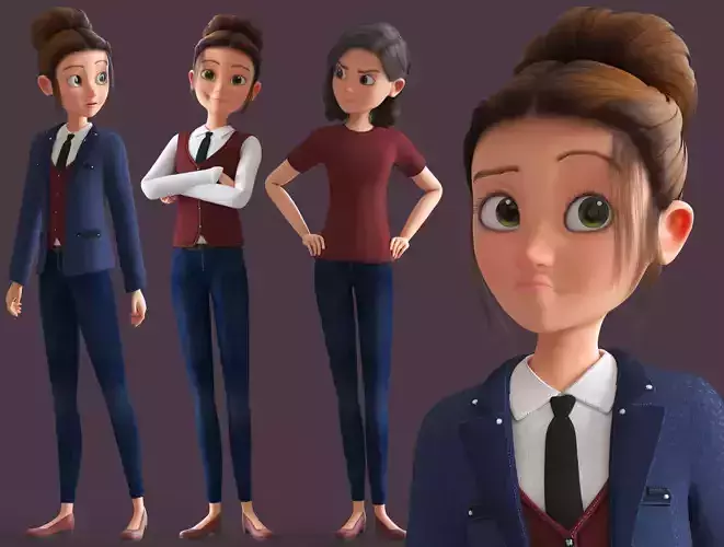 CARTOON  MOTHER 3  - Rigged WOMAN 3D model