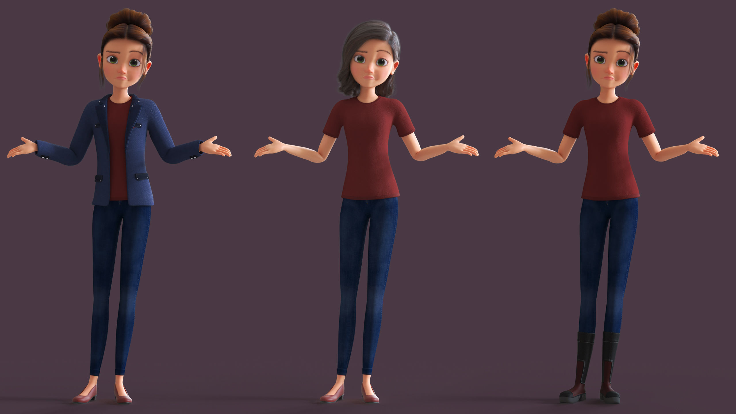 CARTOON  MOTHER 3  - Rigged WOMAN 3D model_15