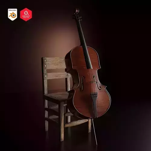 Violin cello 3D model with blender and substance painter Low-poly 3D model