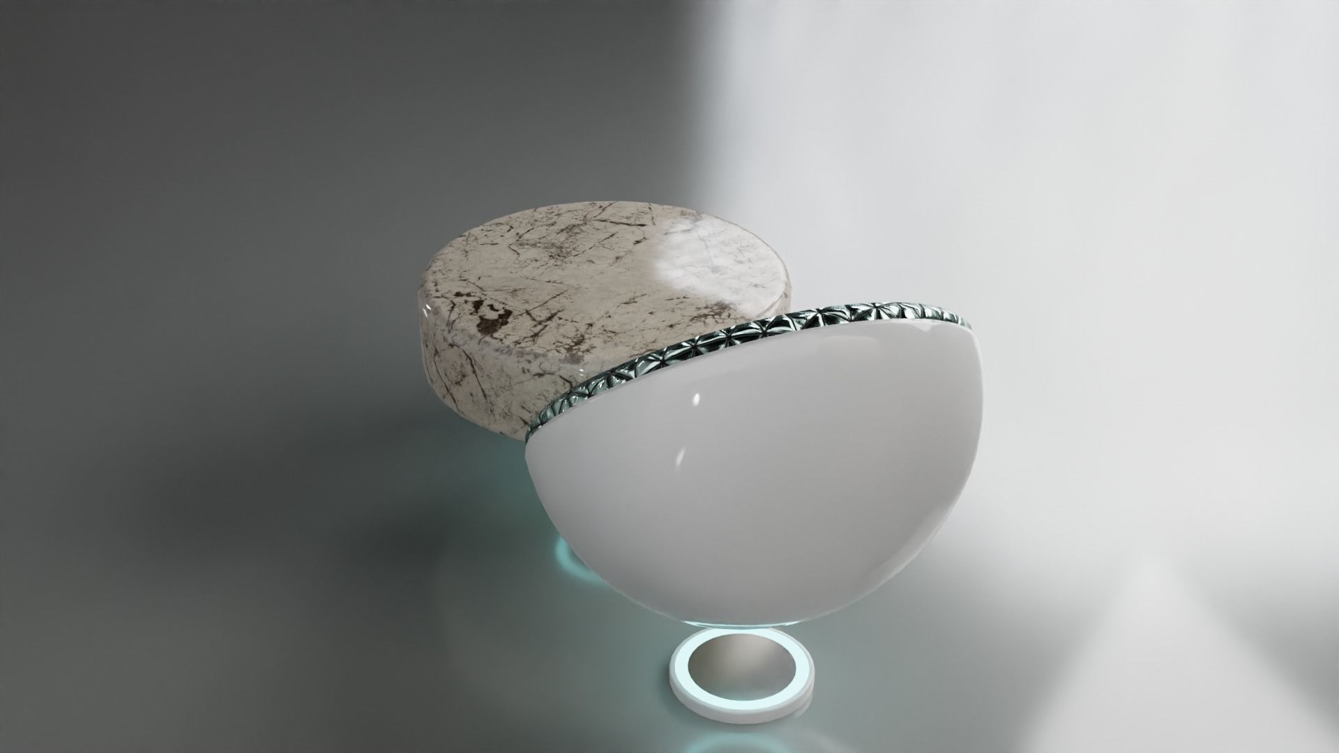 Sci-fi Chair and Table Free low-poly 3D model_7