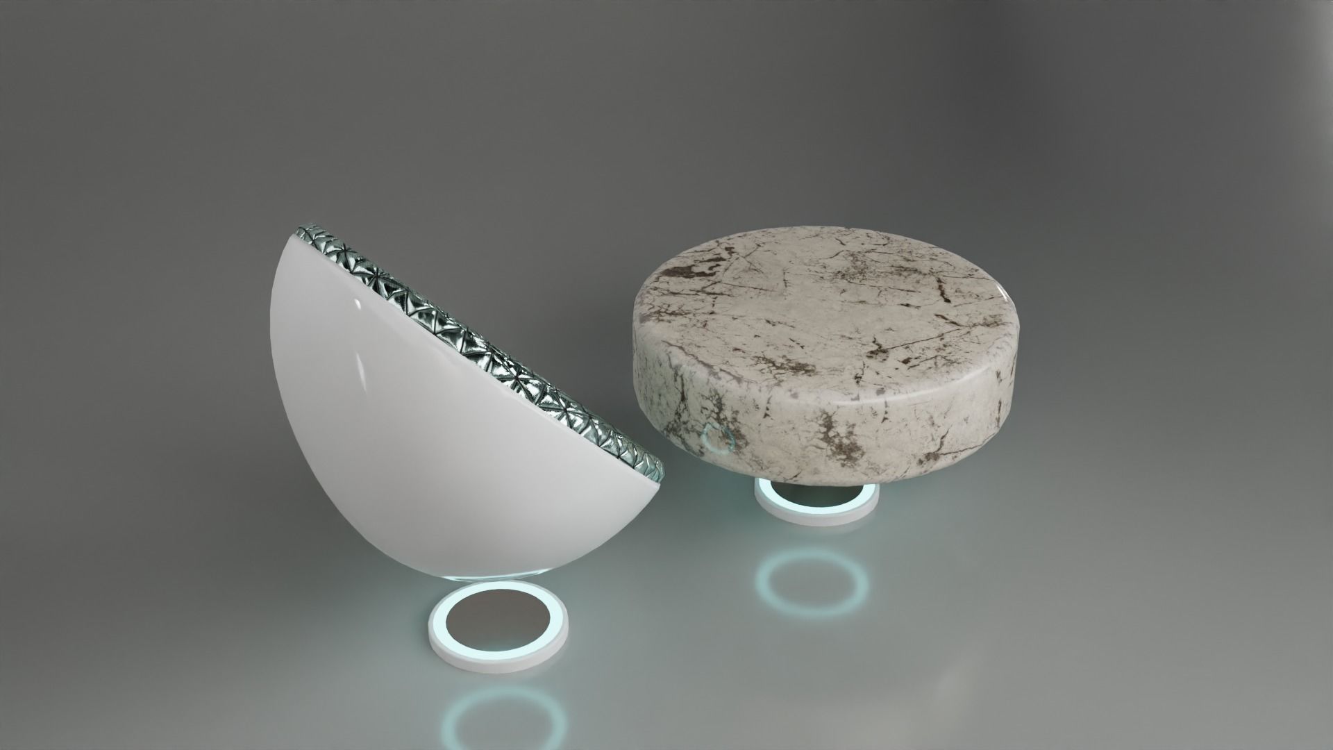 Sci-fi Chair and Table Free low-poly 3D model_3