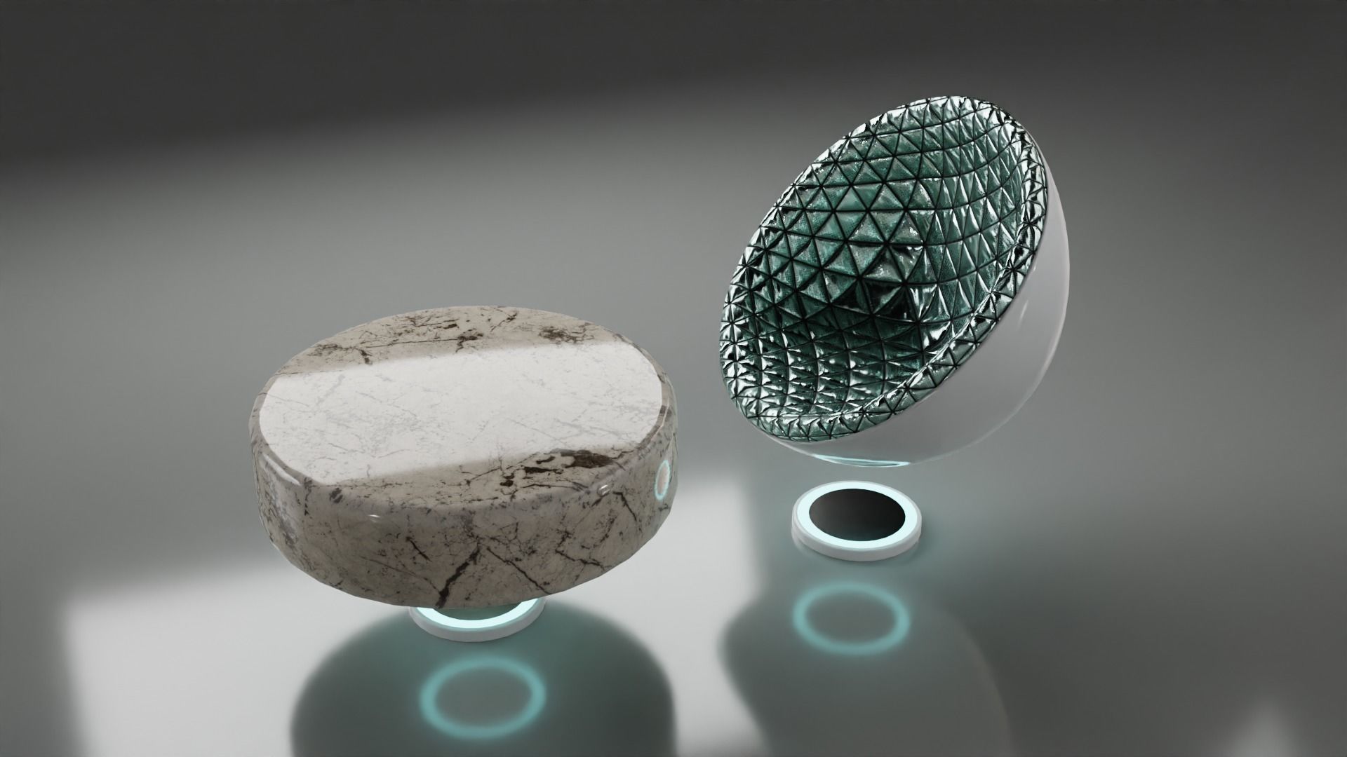 Sci-fi Chair and Table Free low-poly 3D model_12