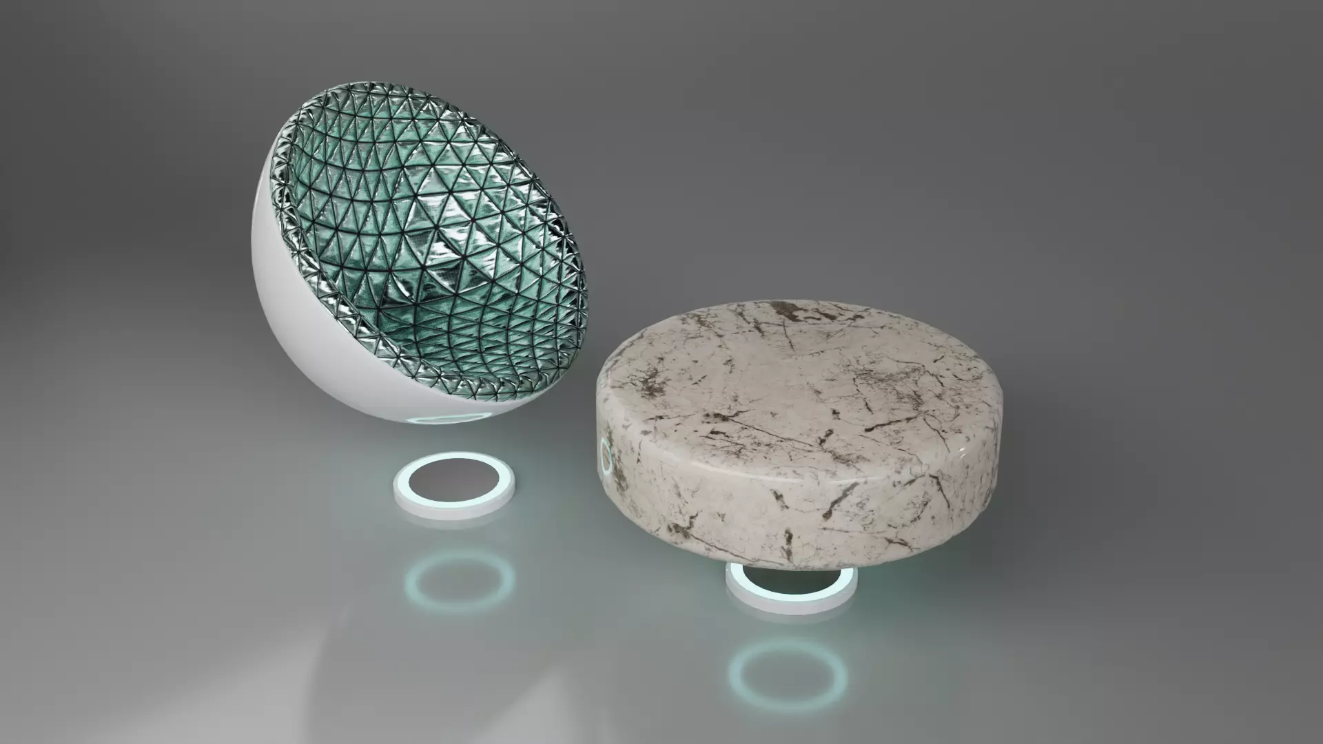 Sci-fi Chair and Table Free low-poly 3D model_0