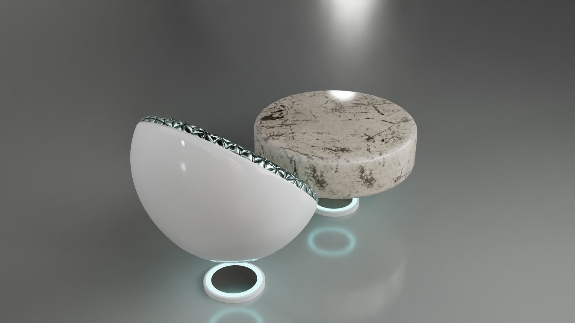 Sci-fi Chair and Table Free low-poly 3D model_4