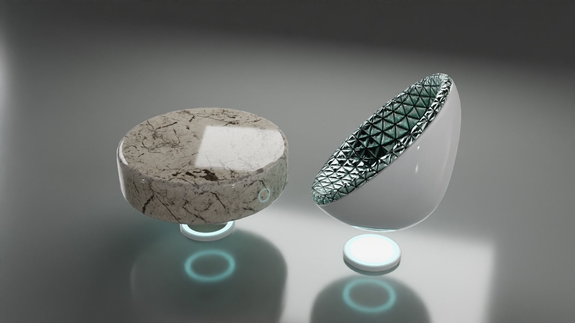 Sci-fi Chair and Table Free low-poly 3D model_10