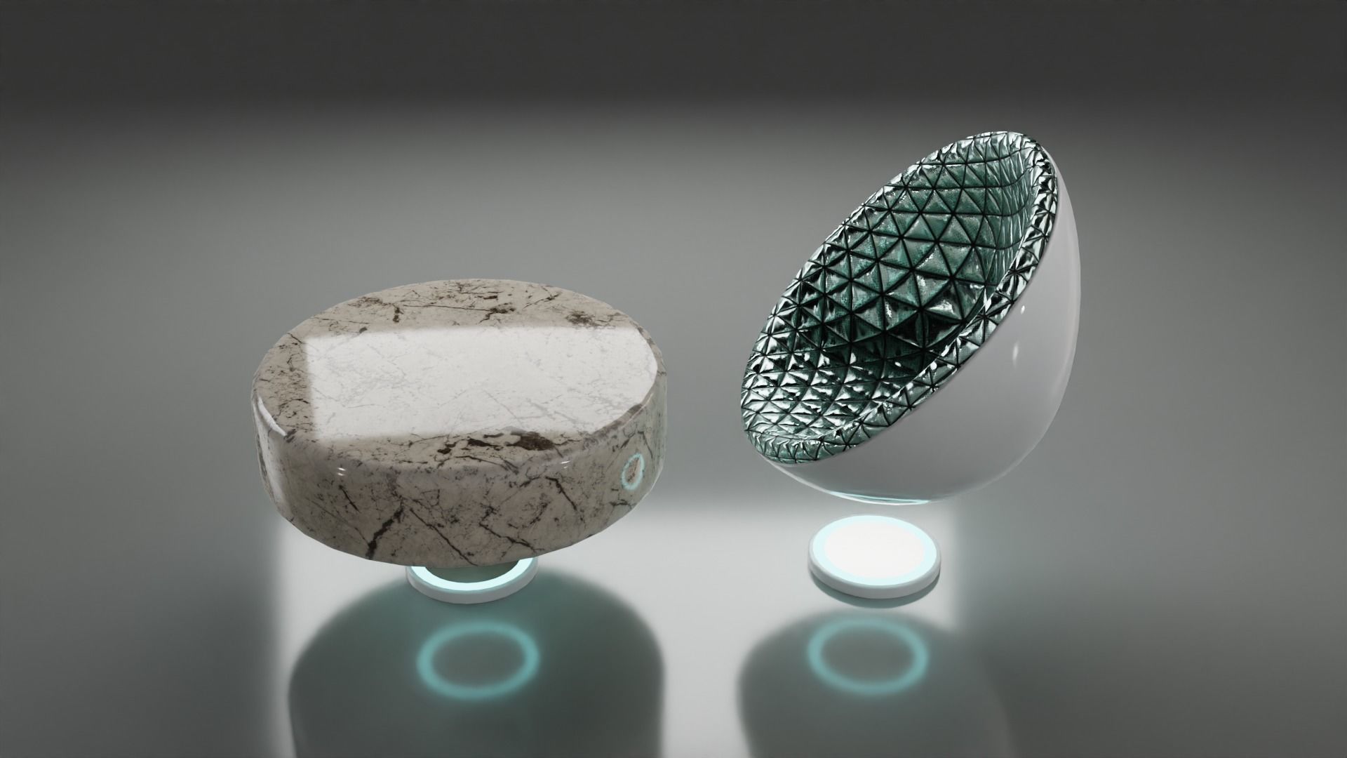 Sci-fi Chair and Table Free low-poly 3D model_11