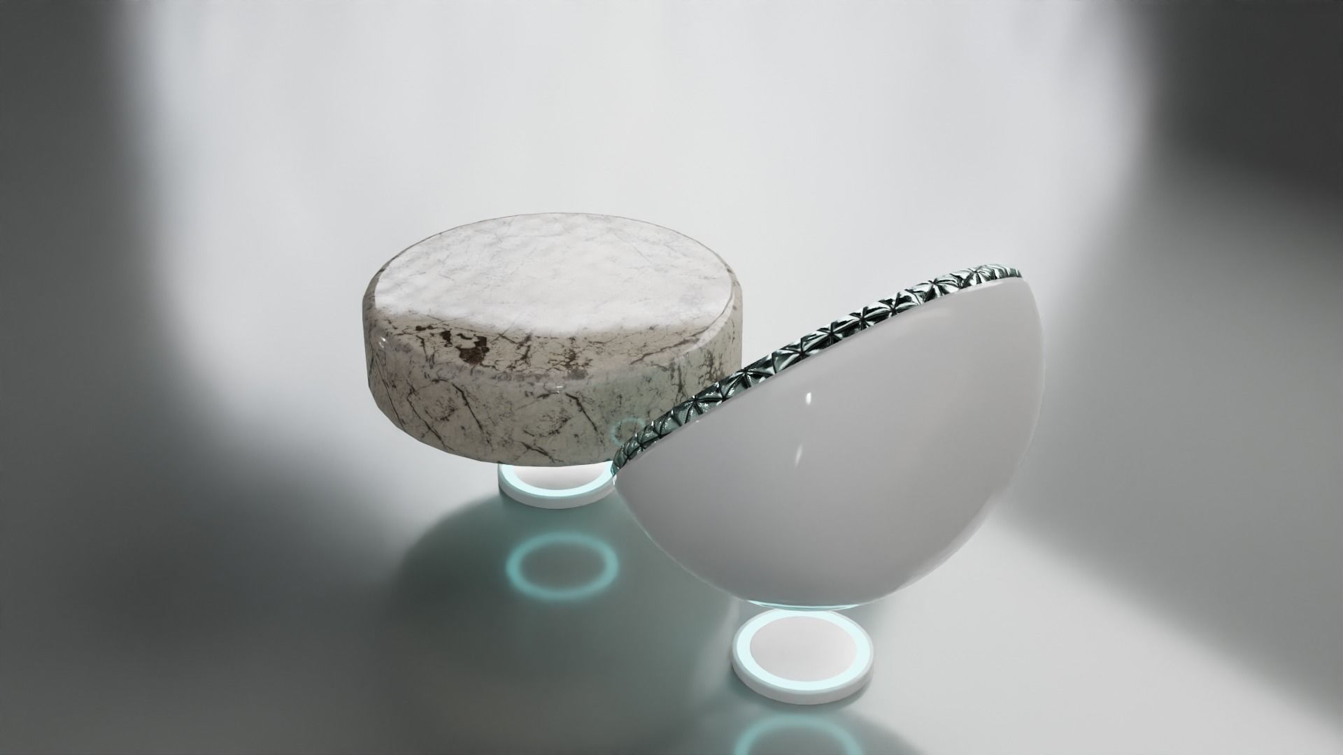 Sci-fi Chair and Table Free low-poly 3D model_8