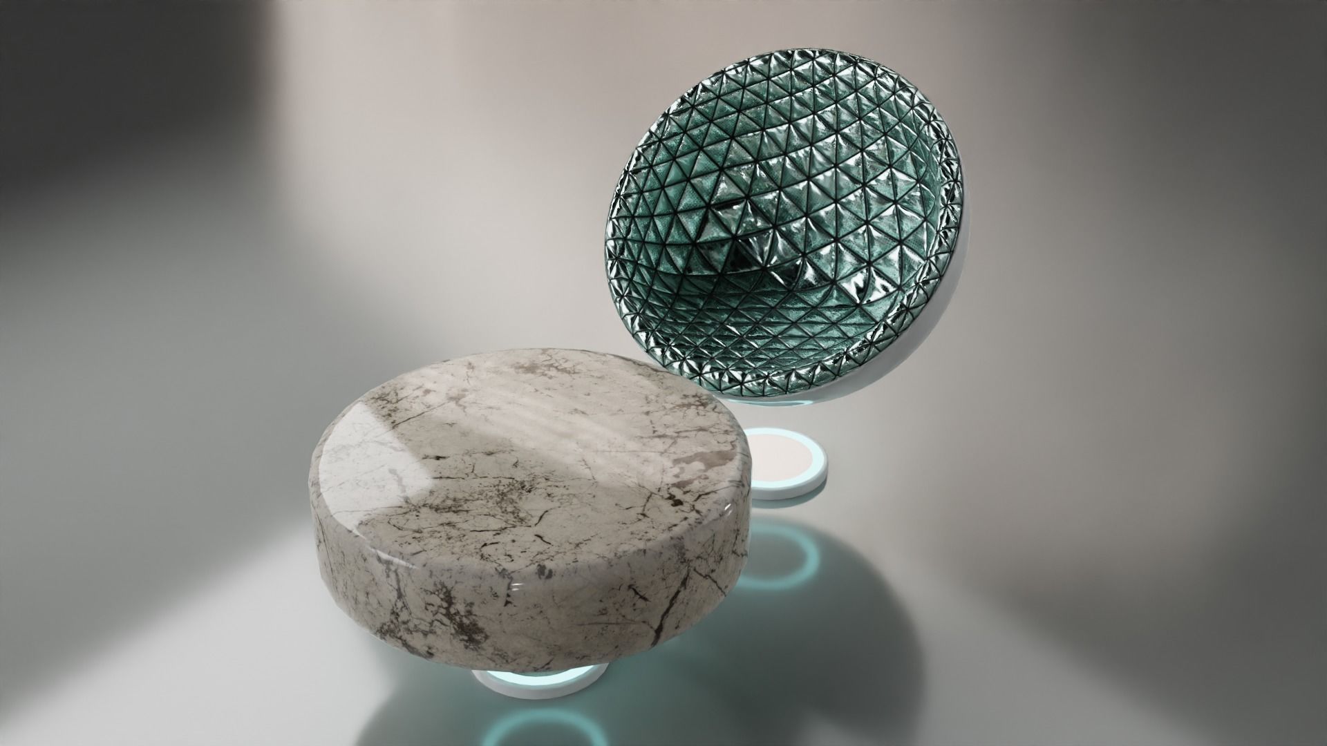 Sci-fi Chair and Table Free low-poly 3D model_14