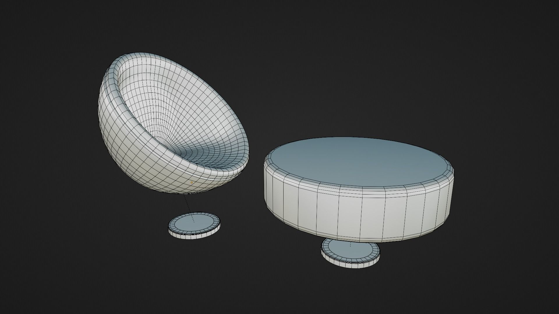 Sci-fi Chair and Table Free low-poly 3D model_25