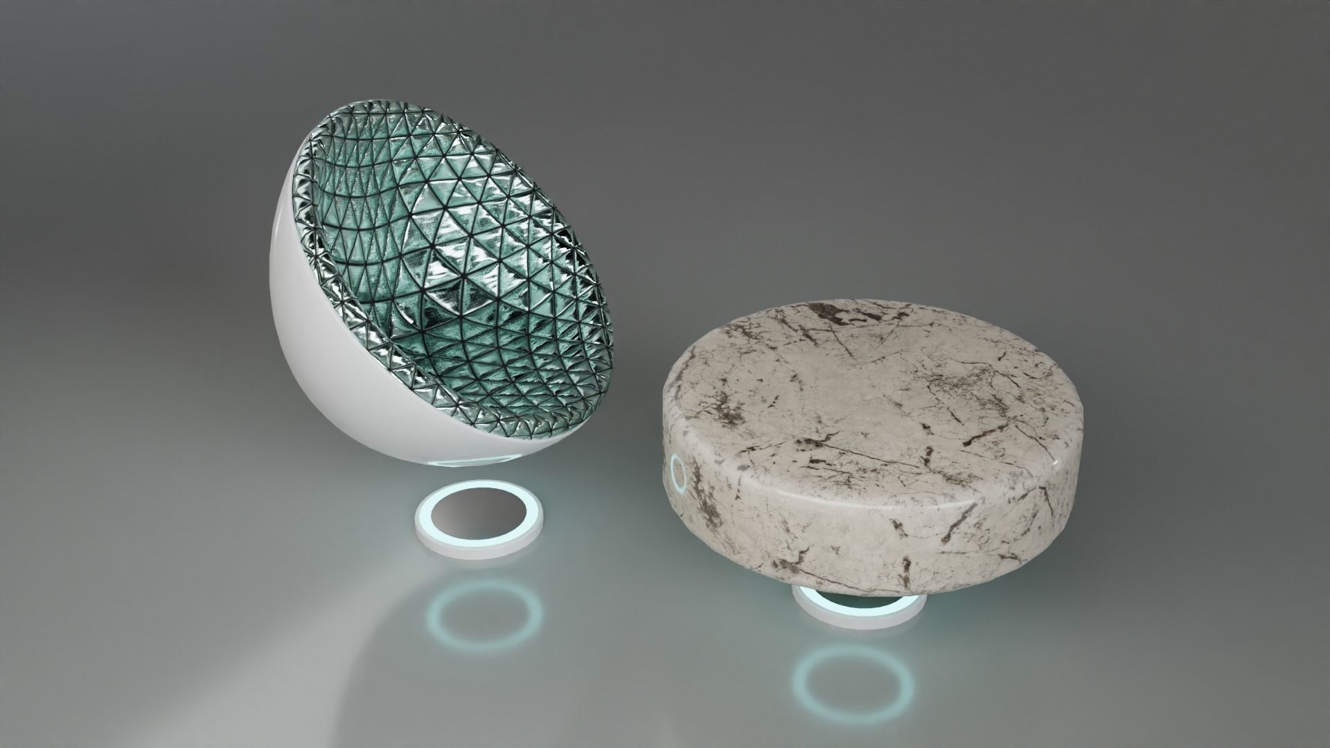 Sci-fi Chair and Table Free low-poly 3D model_20