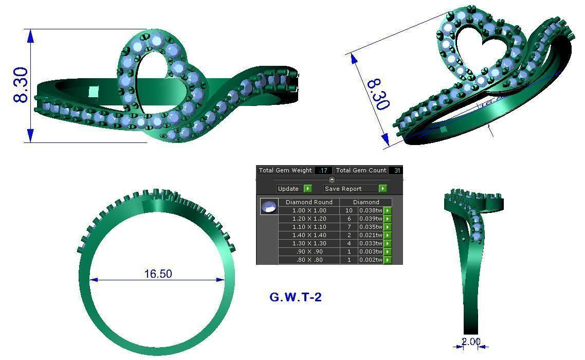 Women Diamond Ring 3dm stl render details 3D print model_3