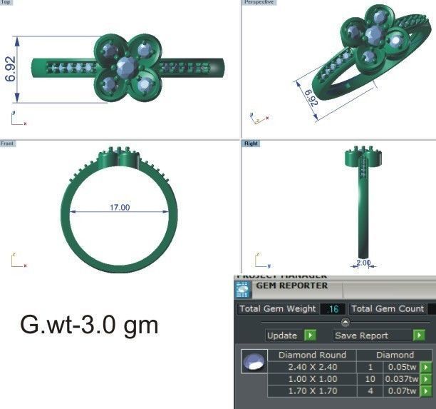 Women Diamond Ring 3dm stl render details 3D print model_3