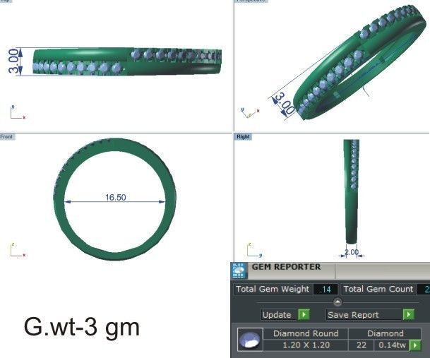 Women Diamond Ring 3dm stl render details 3D print model_4