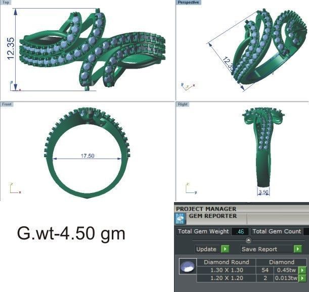 Women Diamond Ring 3dm stl render details 3D print model_3