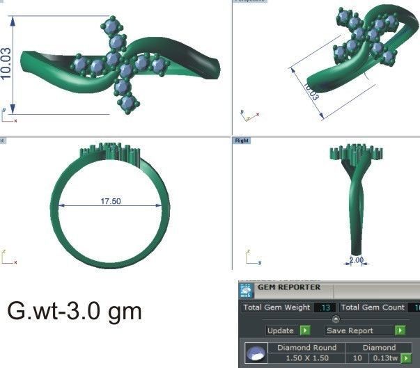 Women Diamond Ring 3dm stl render details 3D print model_3