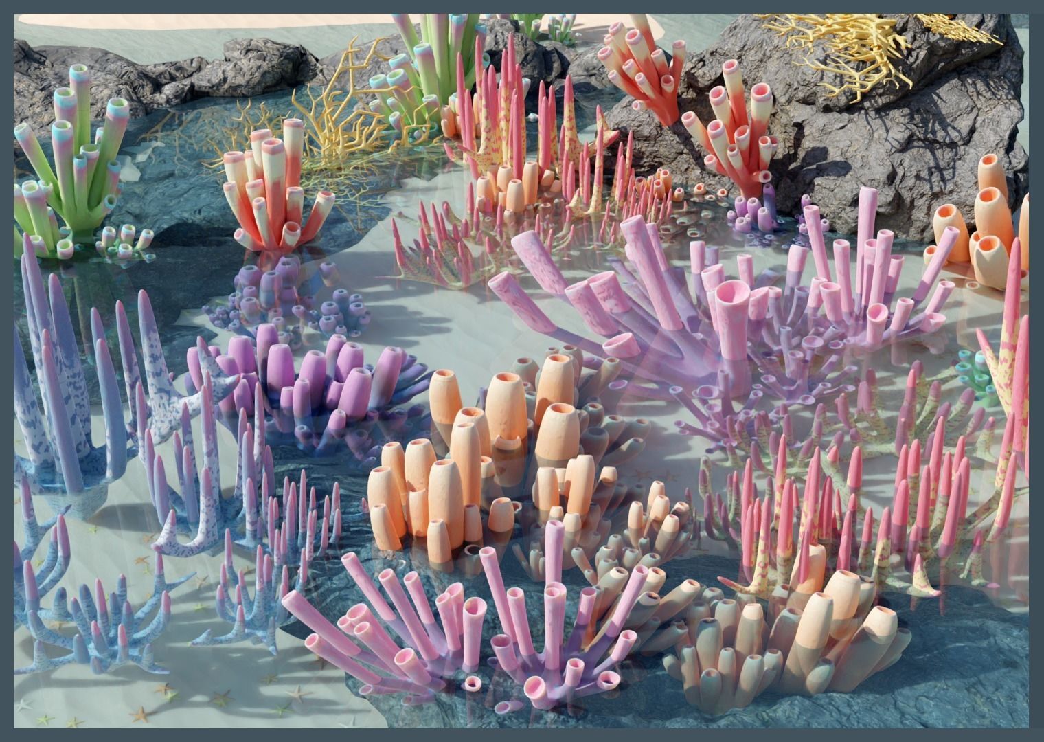 Lowpoly Coral Pack Low-poly 3D model_2