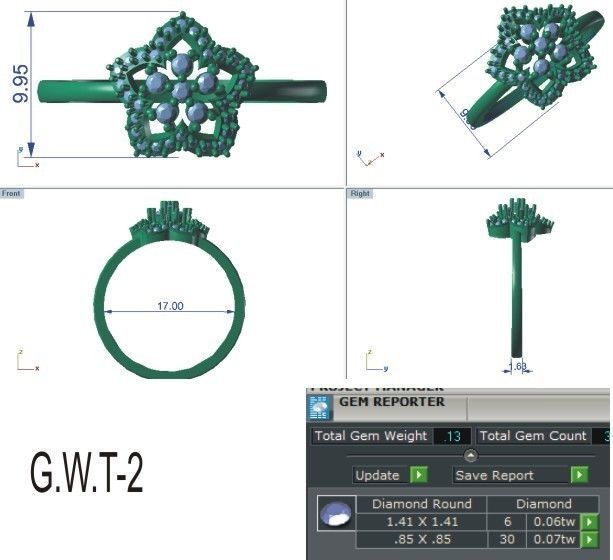 Women Diamond Ring 3dm stl render details 3D print model_6