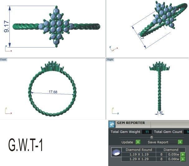 Women Diamond Ring 3dm stl render details 3D print model_6