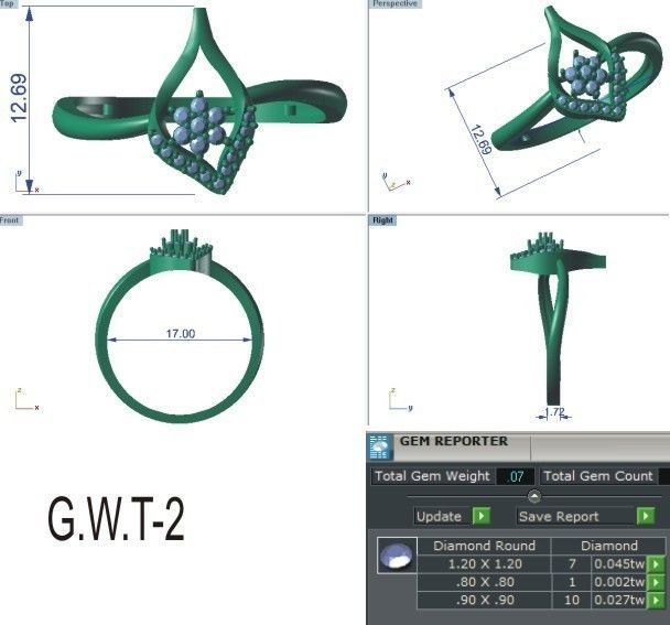 Women Diamond Ring 3dm stl render details 3D print model_3