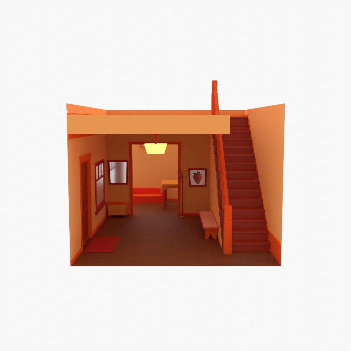 cartoon room Low-poly 3D model_9