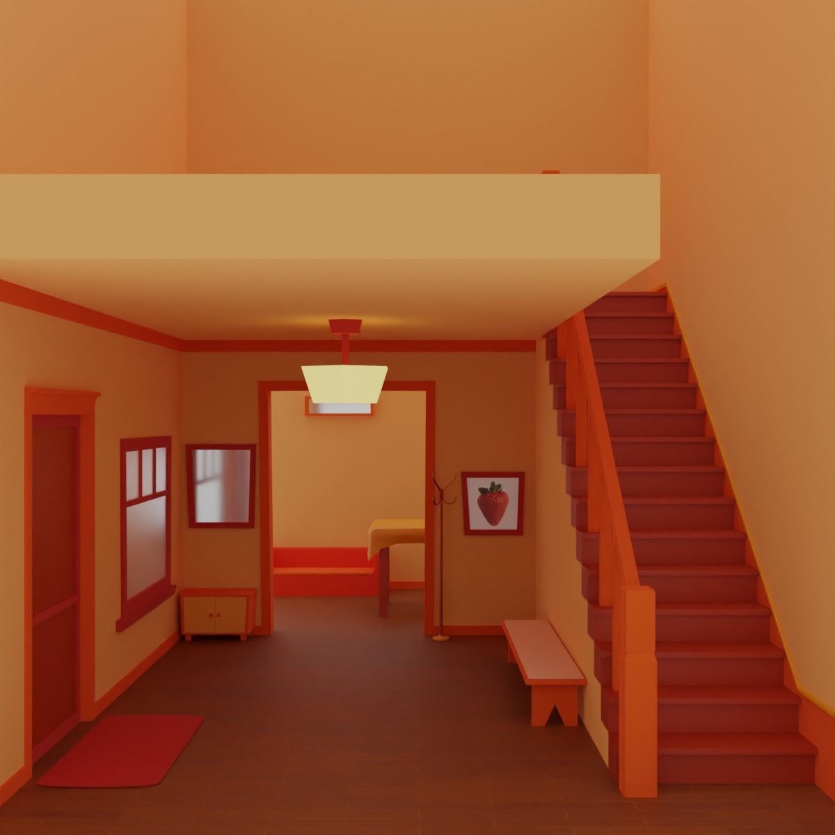 cartoon room Low-poly 3D model_2