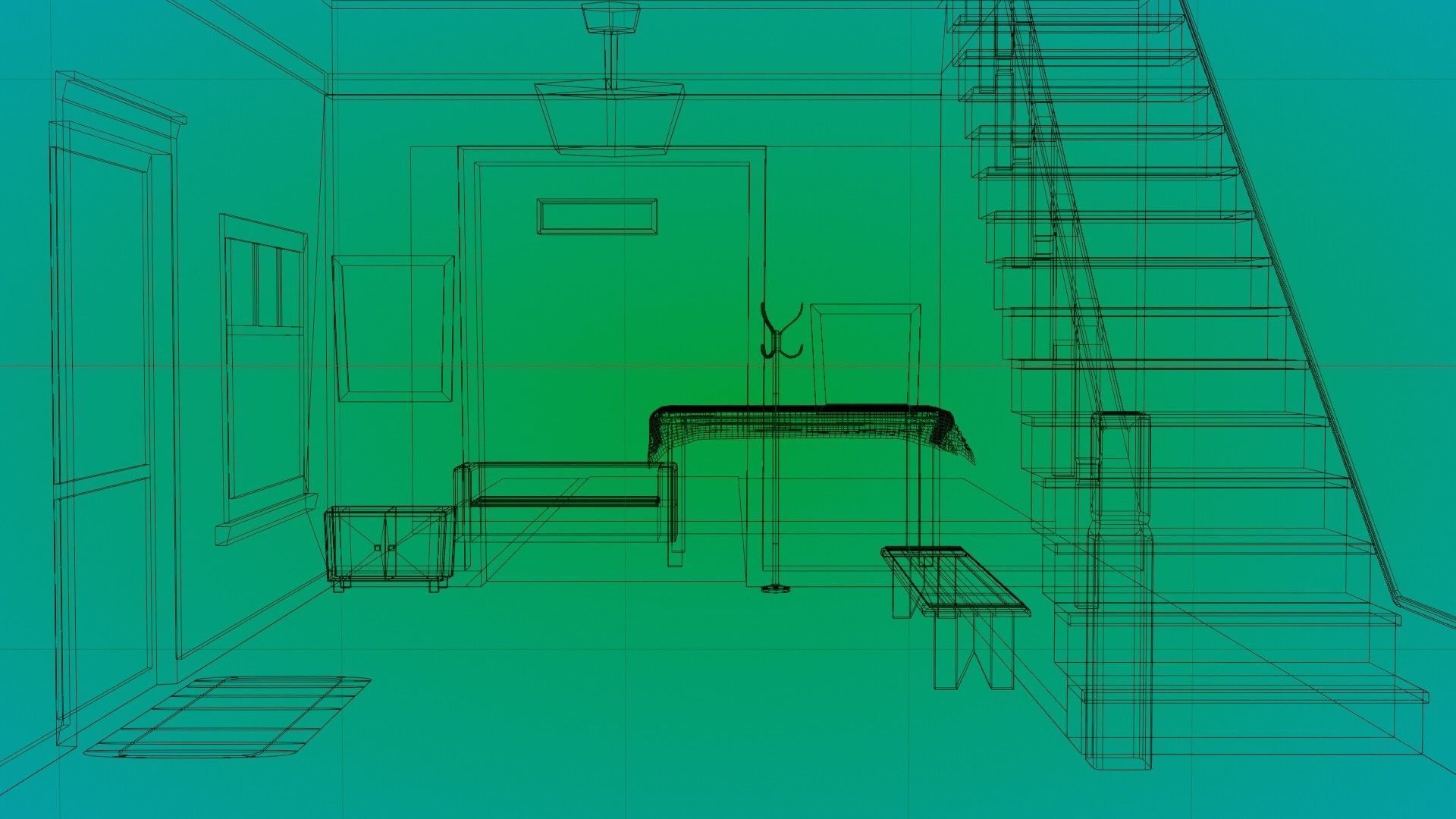 cartoon room Low-poly 3D model_1