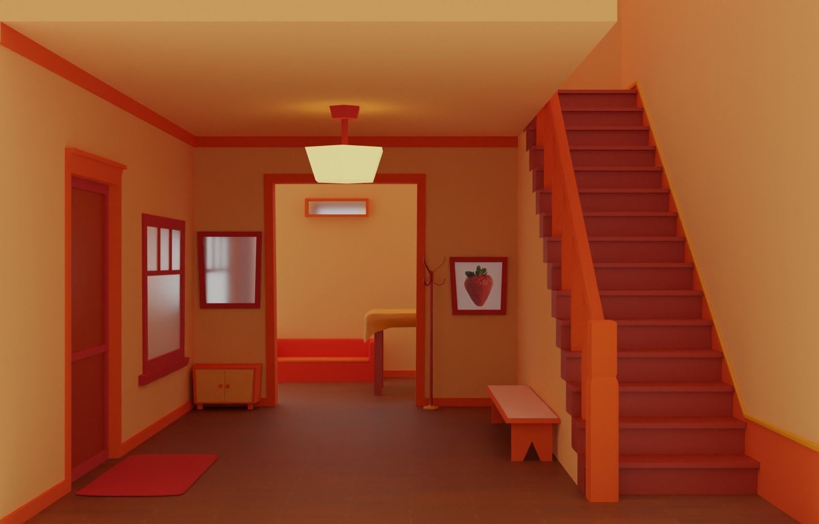 cartoon room Low-poly 3D model_3