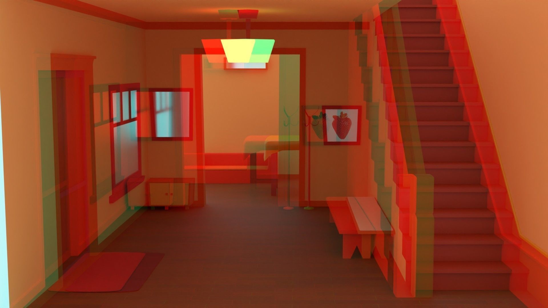 cartoon room Low-poly 3D model_7
