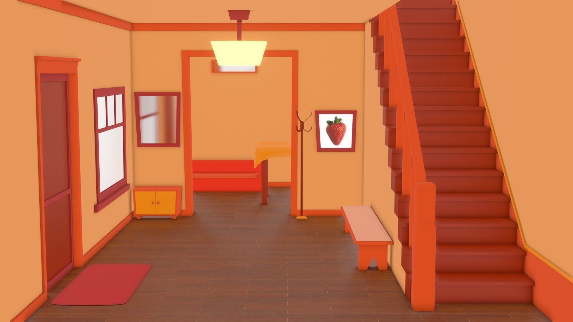 cartoon room Low-poly 3D model_4