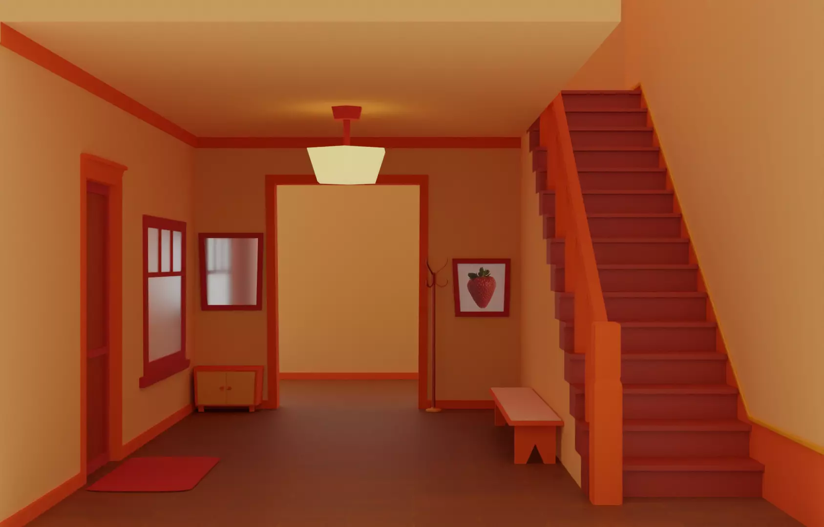 cartoon room Low-poly 3D model_0
