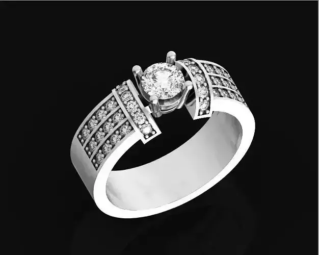 womens engagement ring with three stripes on the side 811