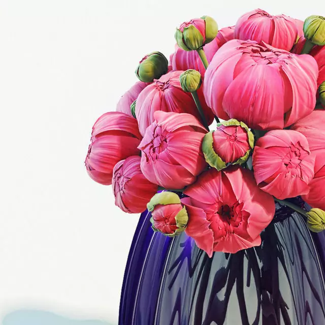 Flowers 3 in vase 3D model_0