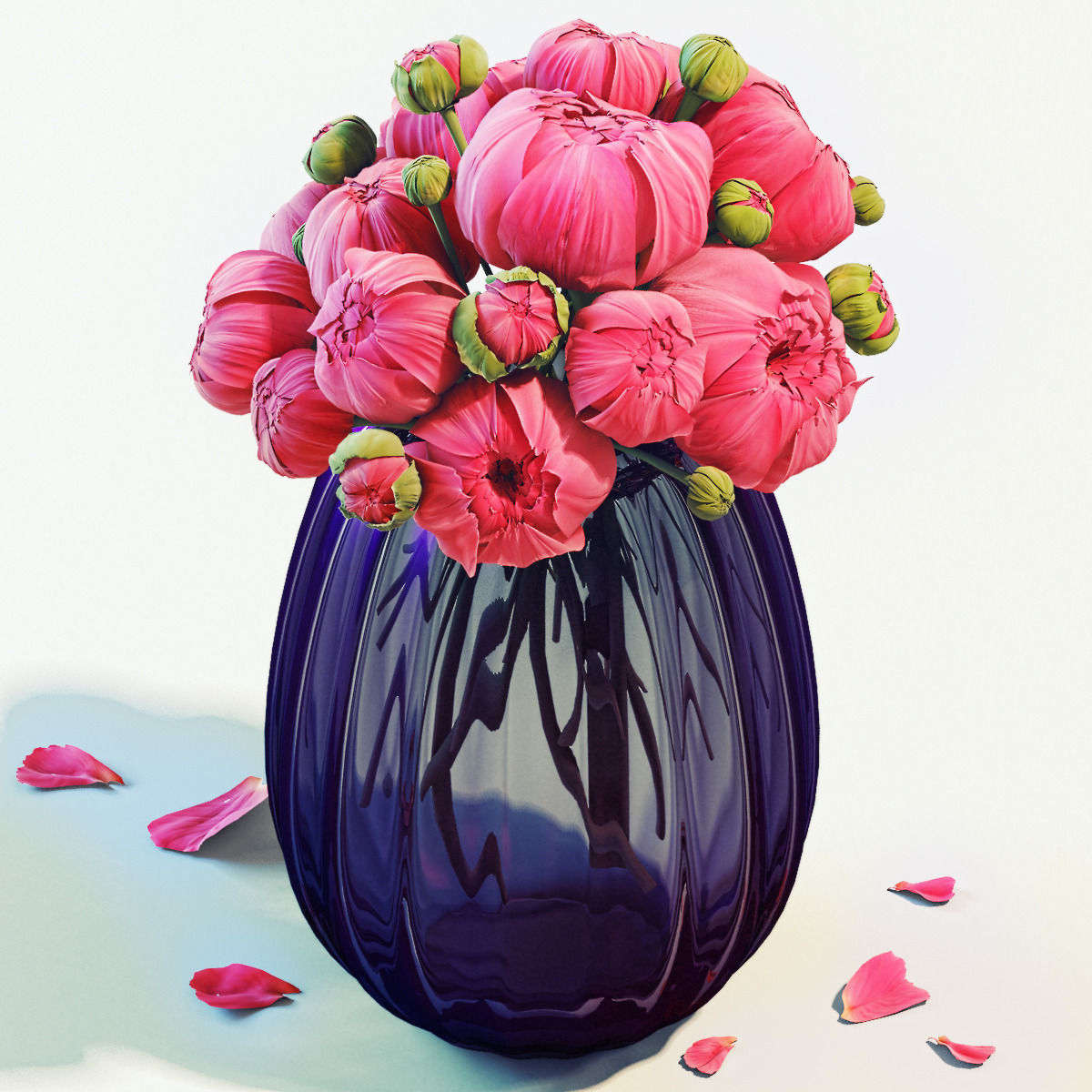 Flowers 3 in vase 3D model_1