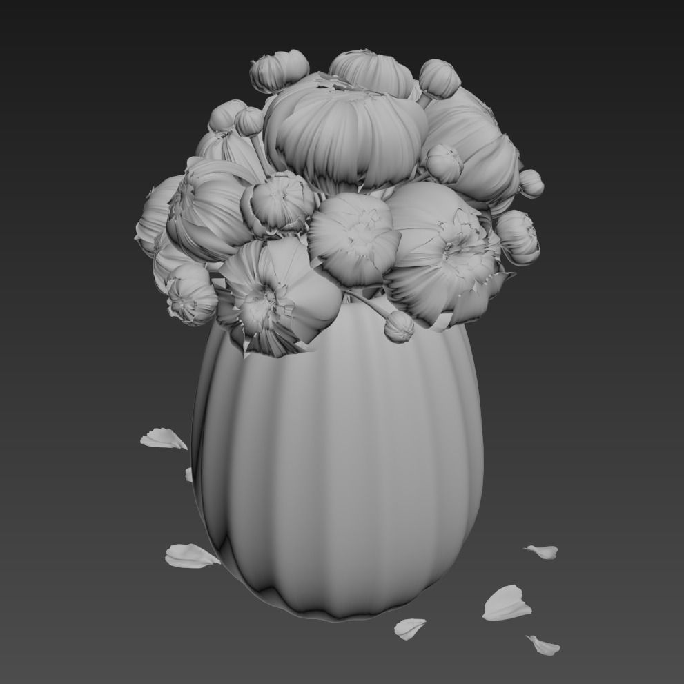 Flowers 3 in vase 3D model_5
