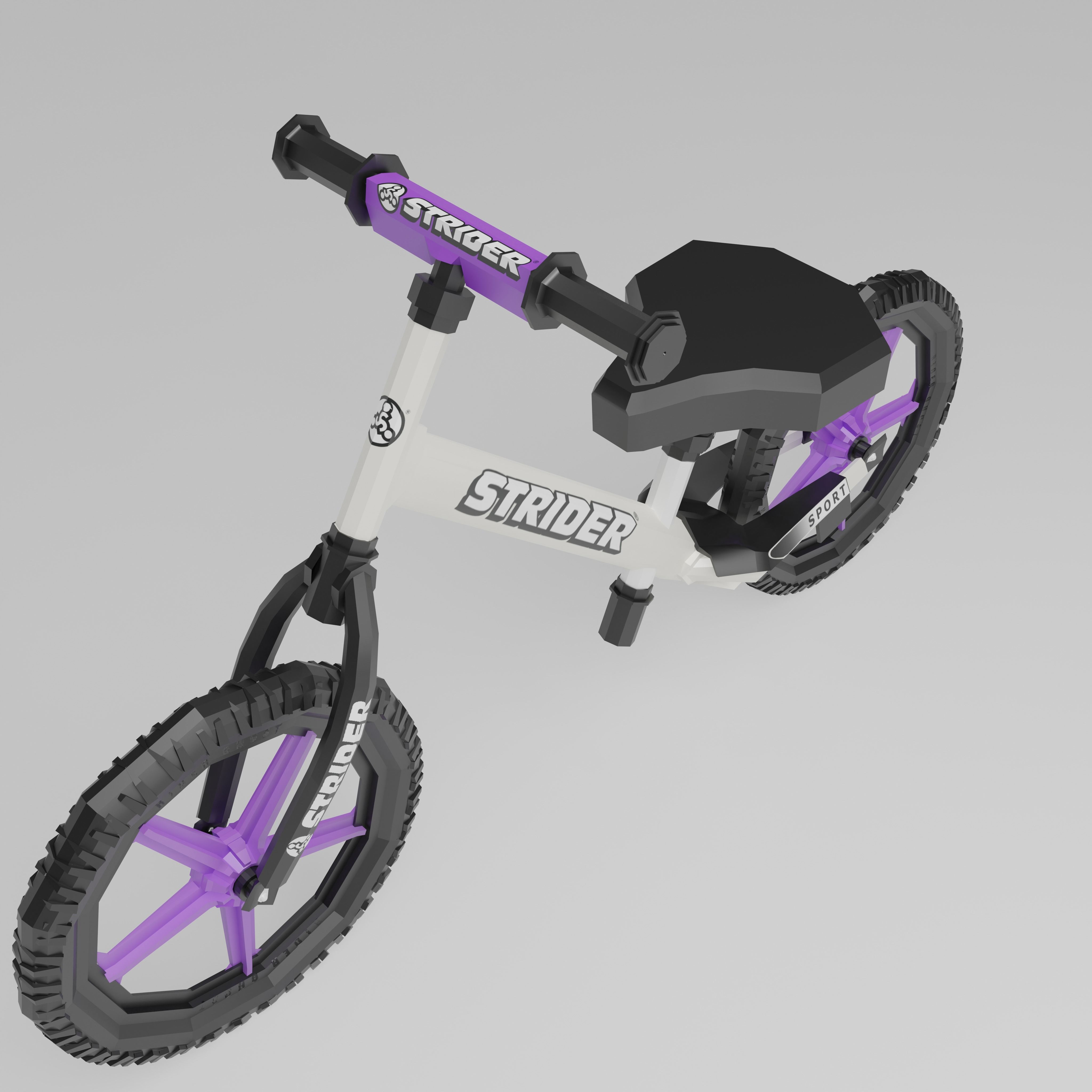 lowpoly cycle balance bike Low-poly 3D model_3