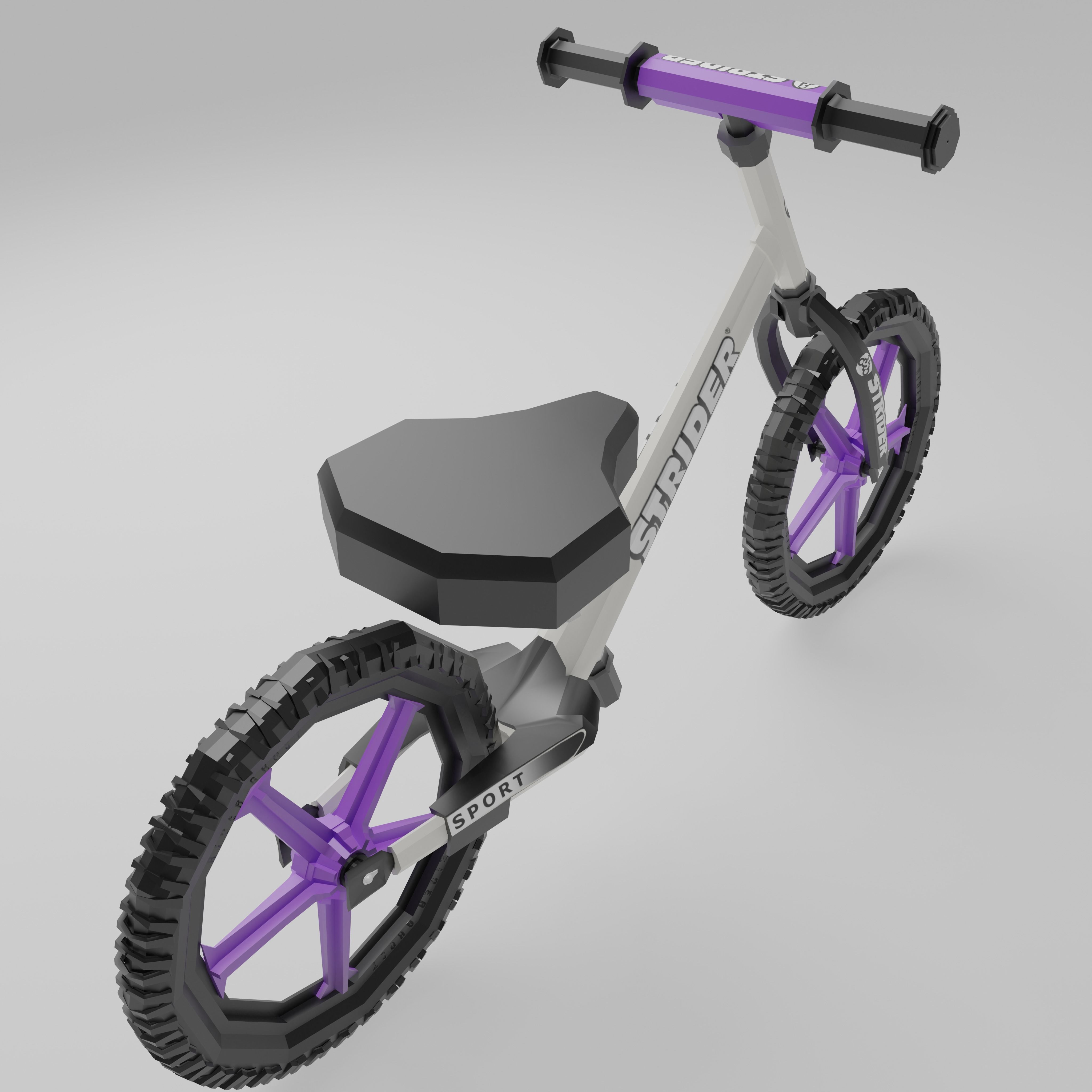 lowpoly cycle balance bike Low-poly 3D model_2