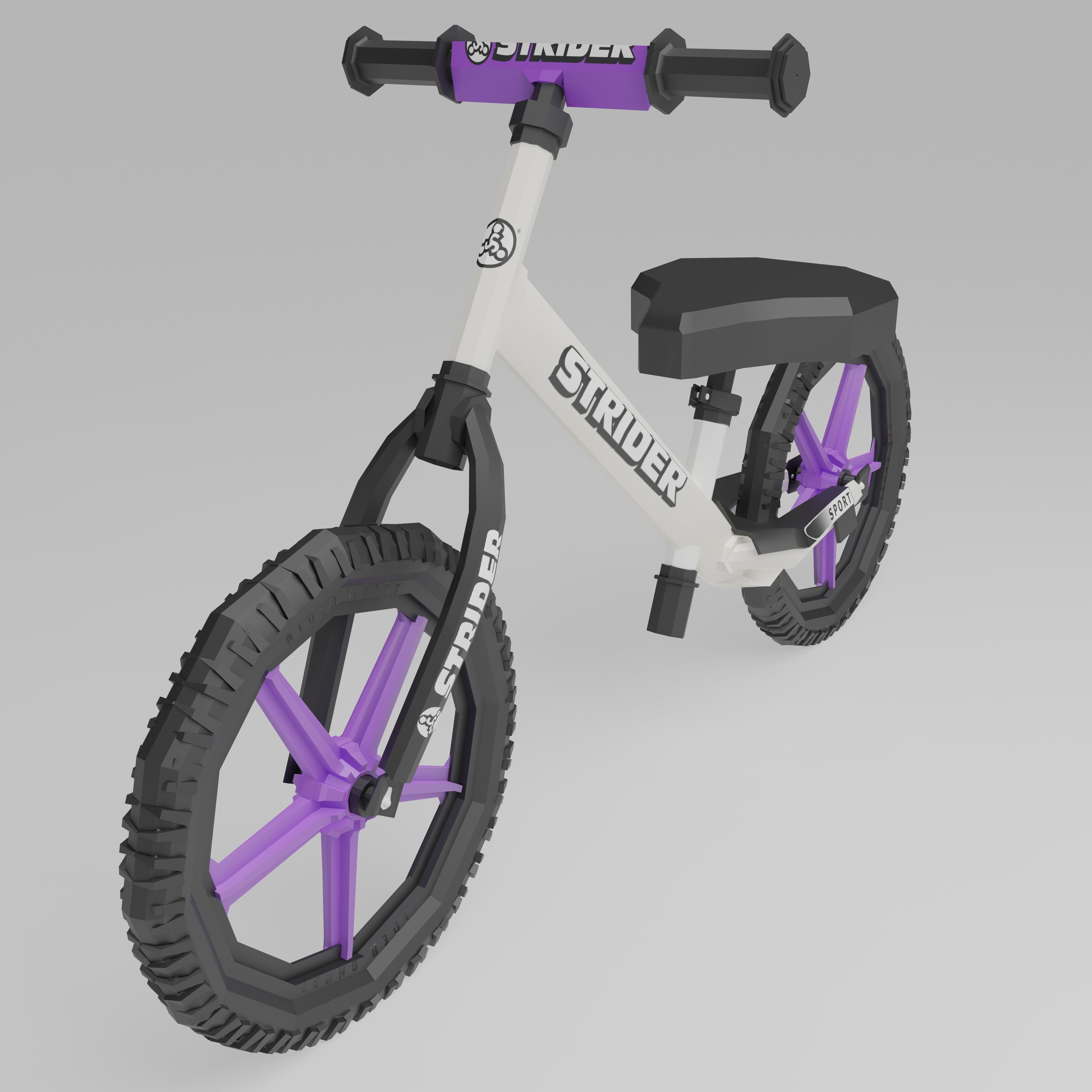 lowpoly cycle balance bike Low-poly 3D model_1