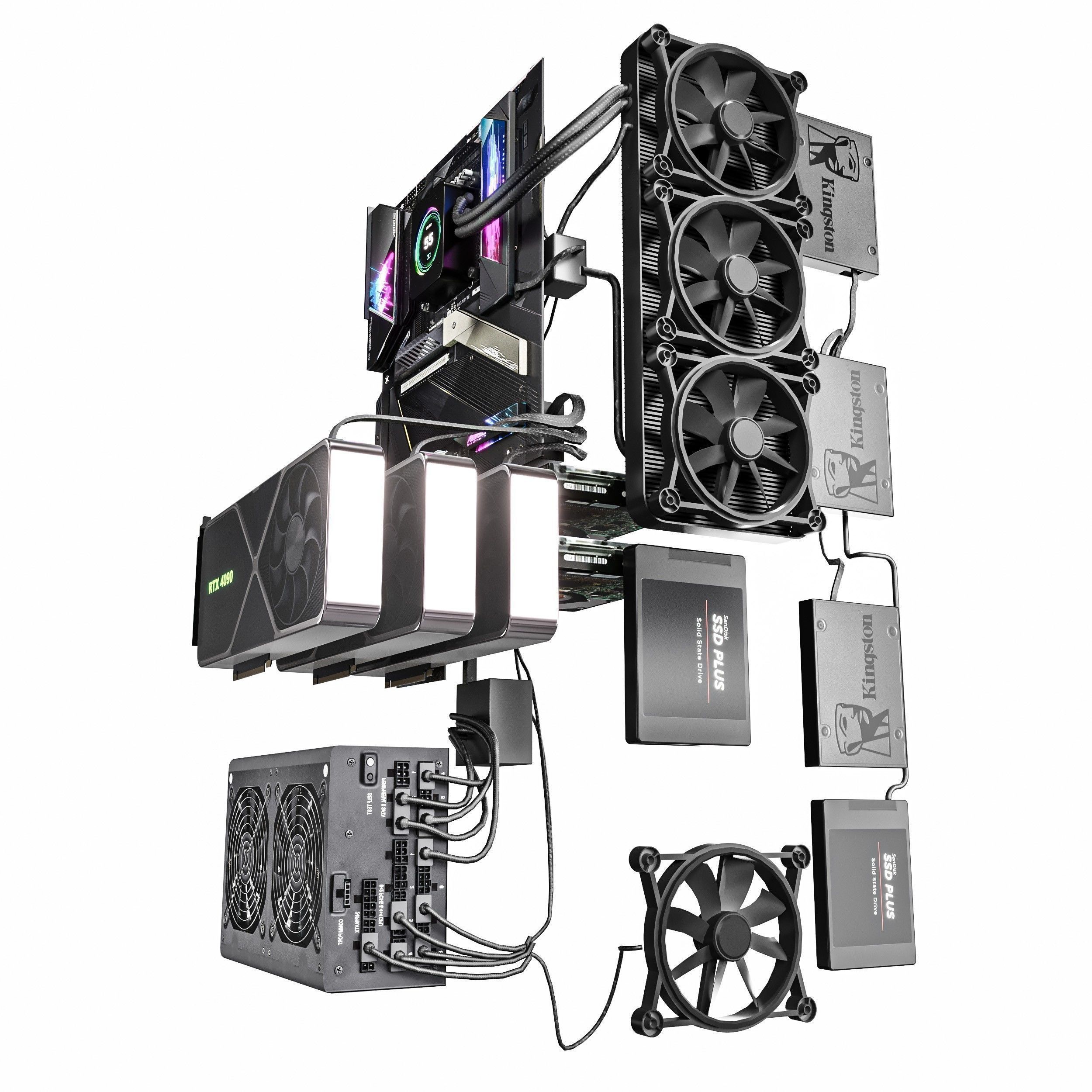 Gaming Pc 2 Low-poly 3D model_4