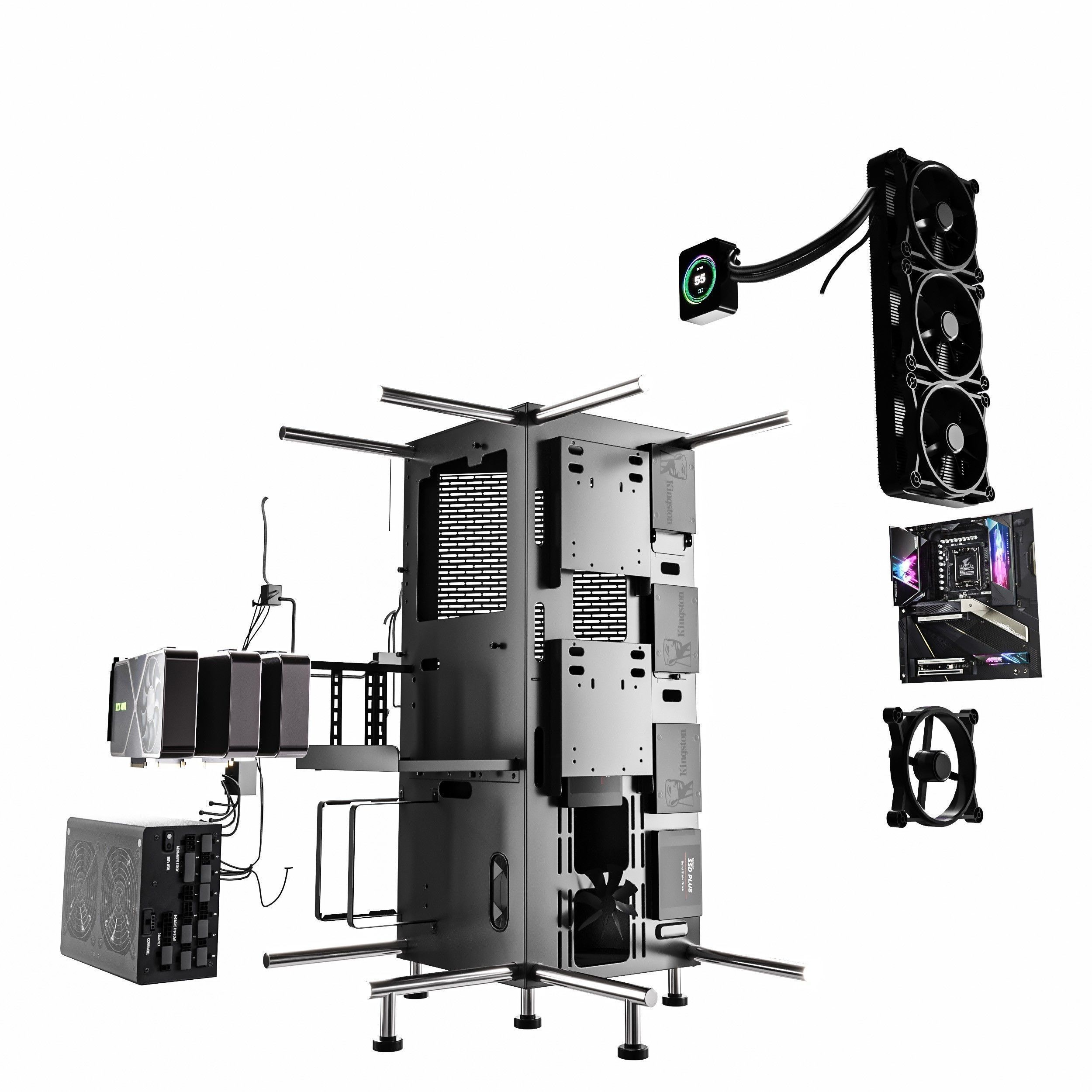 Gaming Pc 2 Low-poly 3D model_11