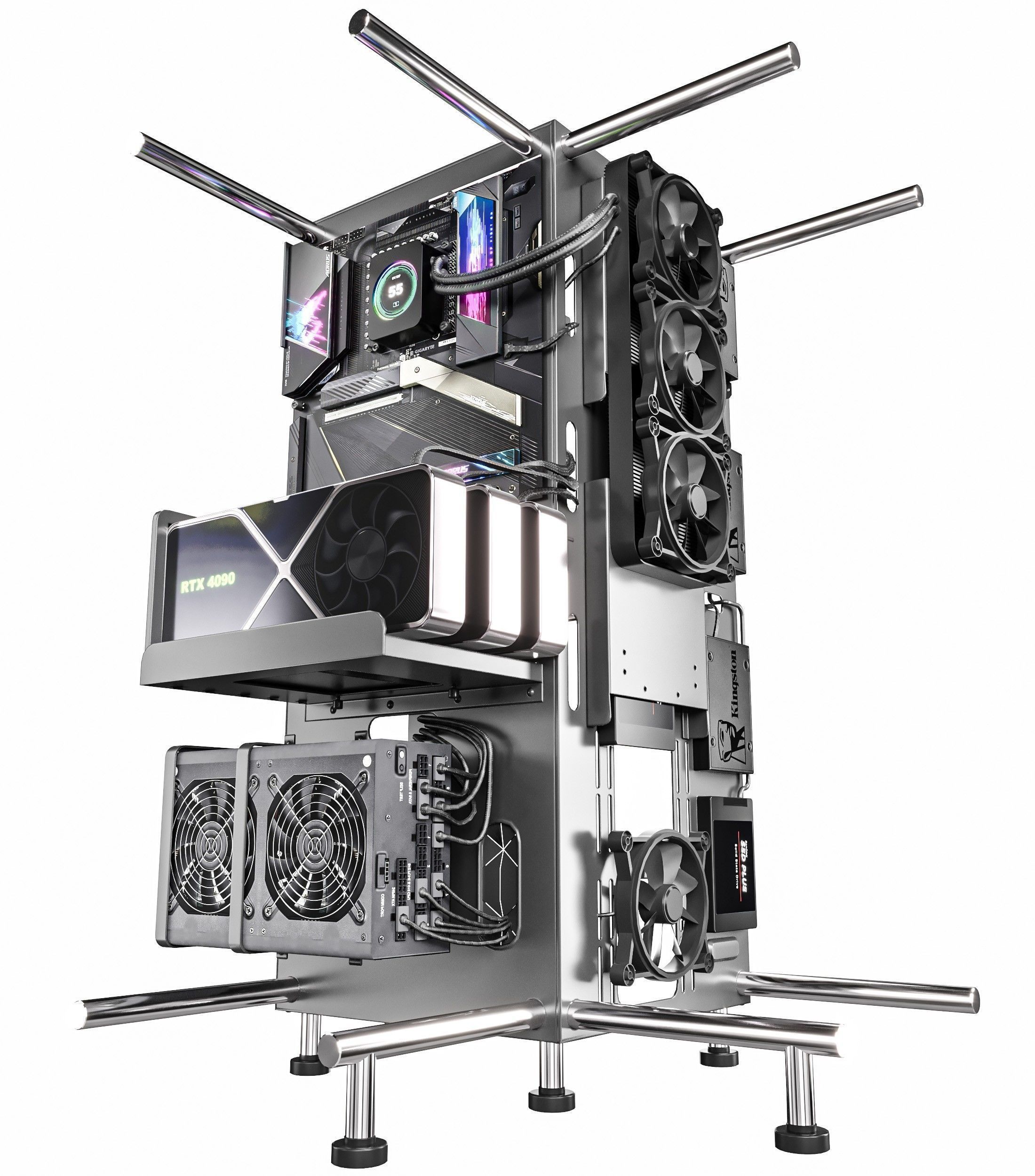 Gaming Pc 2 Low-poly 3D model_6