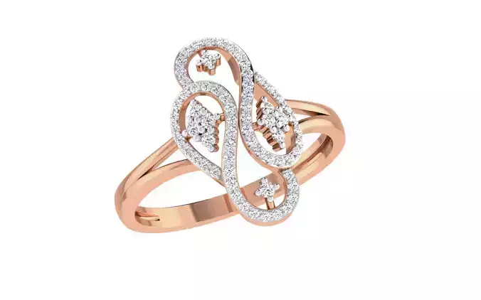 Women Diamond Ring 3dm stl render details