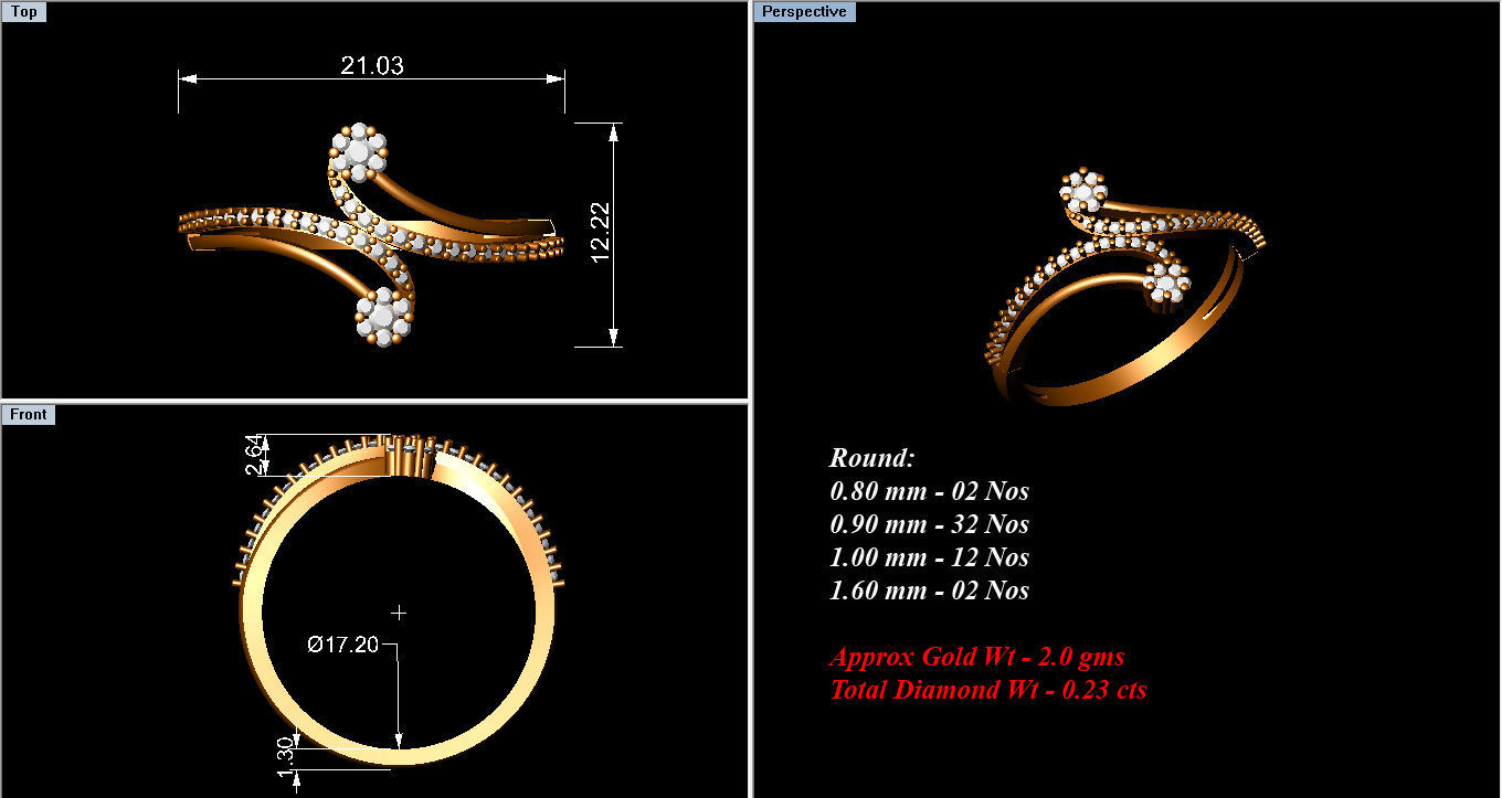 Women Diamond Ring 3dm stl render details 3D print model_6