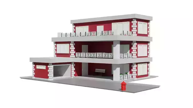 Low poly building toy house