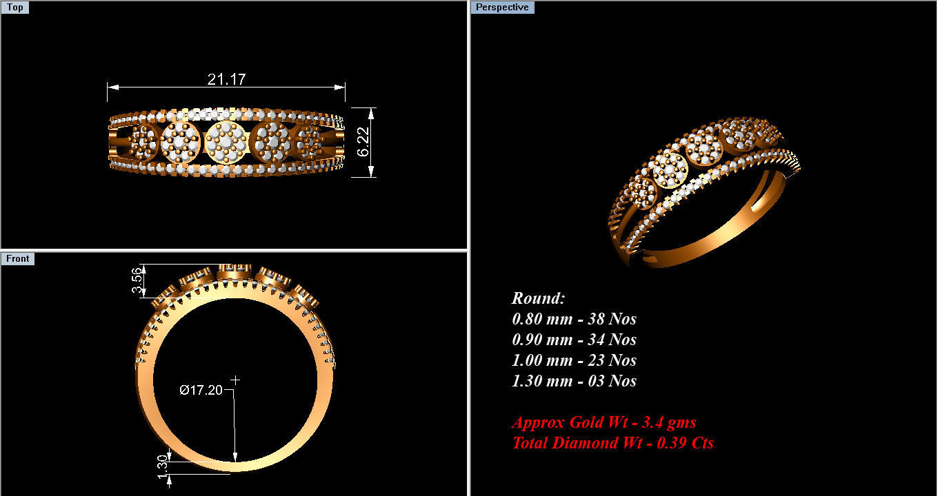 Women Diamond Ring 3dm stl render details 3D print model_6