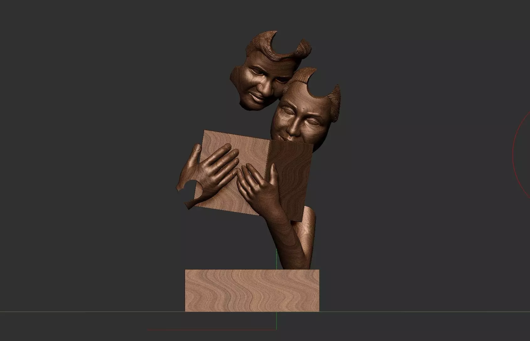 Book Reading Modern Art Couple Face Statue Figurine 3D print model